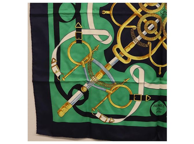 Hermès HERMES Carre 90 Scarf  Eperon d Or  Silk Navy - vista 8