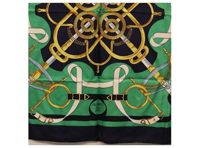 Hermès HERMES Carre 90 Scarf  Eperon d Or  Silk Navy - vista 9