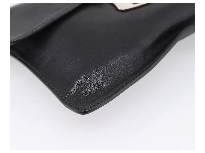 PRADA Chain Shoulder Bag Leather Black Silver - vista 15