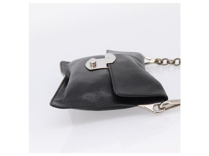 PRADA Chain Shoulder Bag Leather Black Silver - vista 4