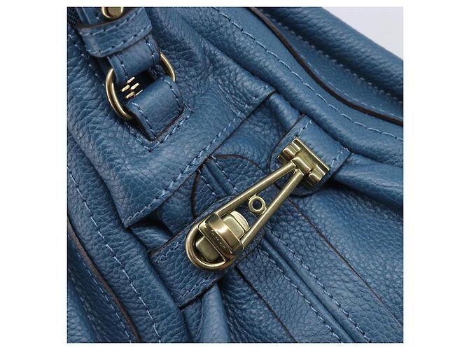 Chloé Chloe Paraty Hand Bag Leather 2way Blue Gold - vista 17
