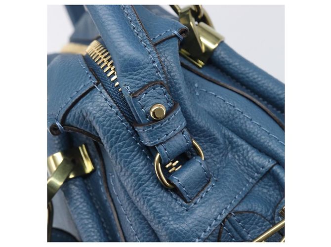 Chloé Chloe Paraty Hand Bag Leather 2way Blue Gold - vista 18