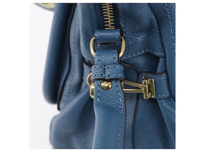 Chloé Chloe Paraty Hand Bag Leather 2way Blue Gold - vista 19