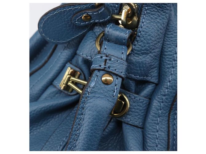 Chloé Chloe Paraty Hand Bag Leather 2way Blue Gold - vista 21
