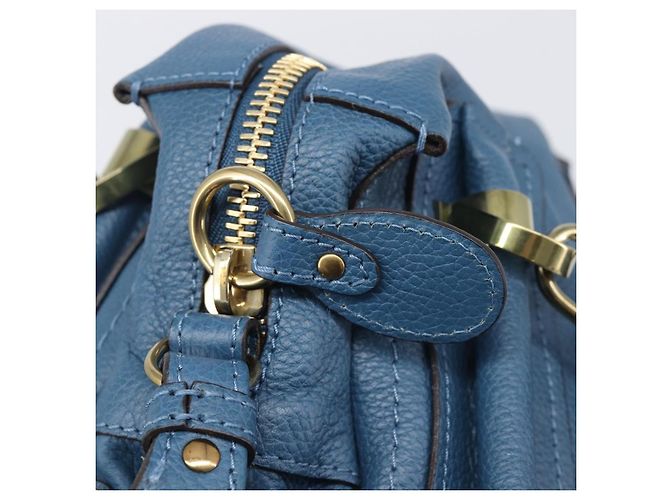Chloé Chloe Paraty Hand Bag Leather 2way Blue Gold - vista 22