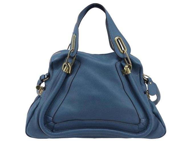 Chloé Chloe Paraty Hand Bag Leather 2way Blue Gold - vista 3