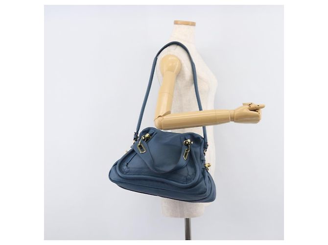 Chloé Chloe Paraty Hand Bag Leather 2way Blue Gold - vista 30