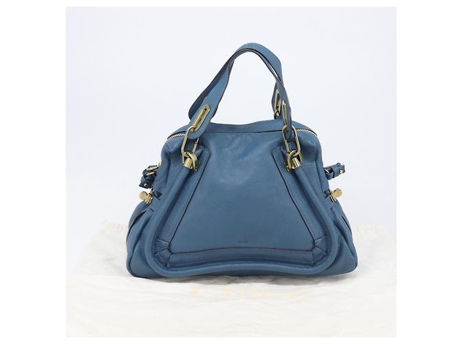 Chloé Chloe Paraty Hand Bag Leather 2way Blue Gold - vista 31