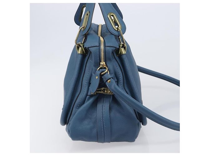 Chloé Chloe Paraty Hand Bag Leather 2way Blue Gold - vista 5