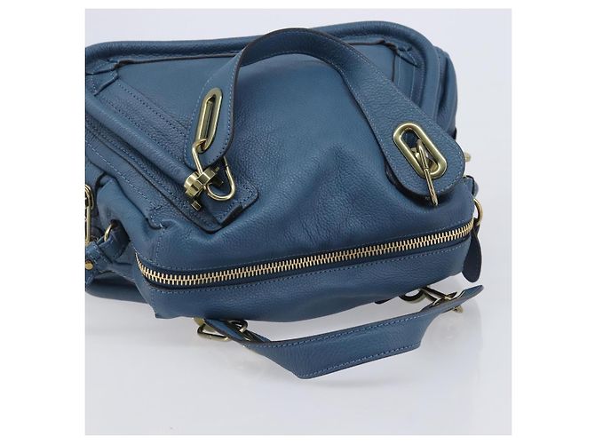 Chloé Chloe Paraty Hand Bag Leather 2way Blue Gold - vista 6