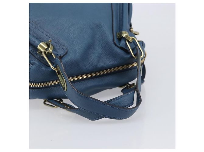 Chloé Chloe Paraty Hand Bag Leather 2way Blue Gold - vista 7