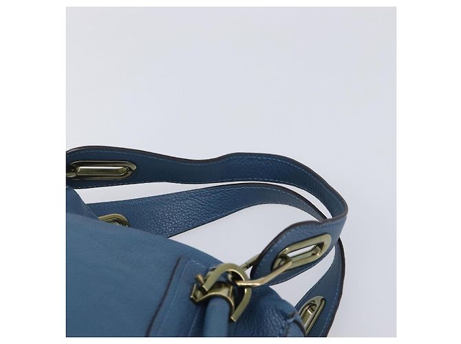 Chloé Chloe Paraty Hand Bag Leather 2way Blue Gold - vista 8