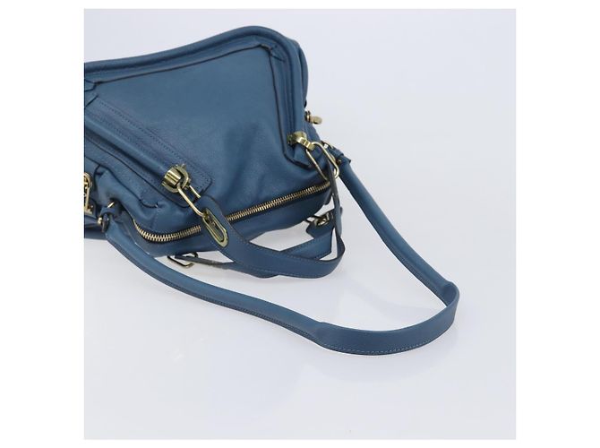 Chloé Chloe Paraty Hand Bag Leather 2way Blue Gold - vista 9