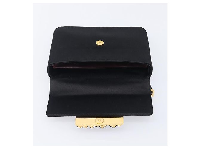 PRADA Hand Bag Satin Black Gold Tone - vista 19