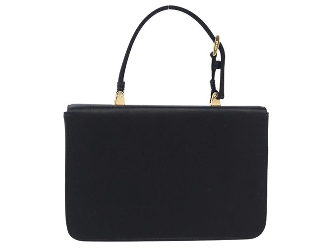 PRADA Hand Bag Satin Black Gold Tone - vista 2