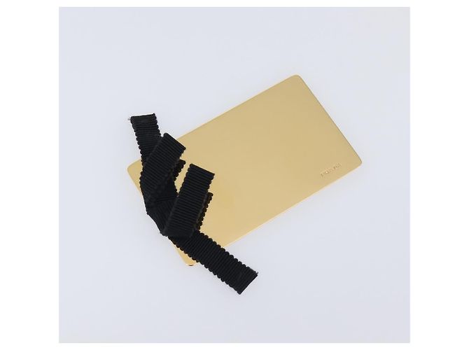 PRADA Hand Bag Satin Black Gold Tone - vista 24
