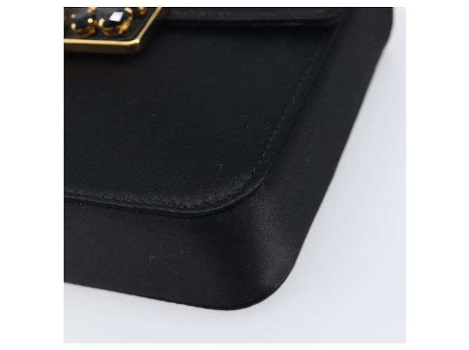 PRADA Hand Bag Satin Black Gold Tone - vista 9