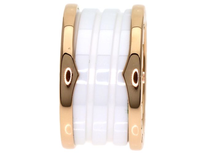 Bulgari Anello Bvlgari B-zero1 a 4 fasce in ceramica bianca e oro rosa - vista 3