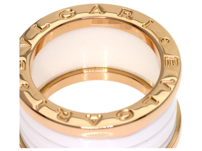 Bulgari Anello Bvlgari B-zero1 a 4 fasce in ceramica bianca e oro rosa - vista 5