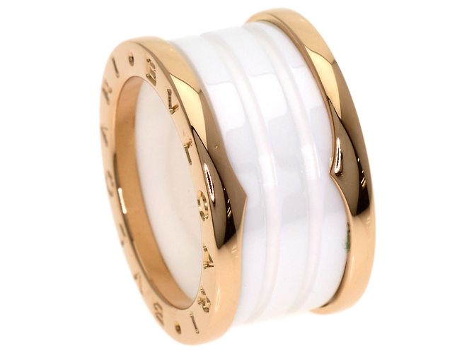 Bulgari Anello Bvlgari B-zero1 a 4 fasce in ceramica bianca e oro rosa - vista 7