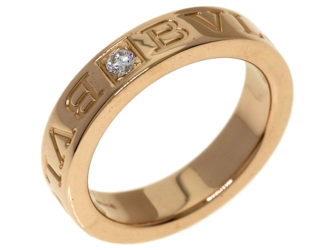 Bulgari Anello Bvlgari Double Logo in oro rosa 18K e diamanti - vista 2