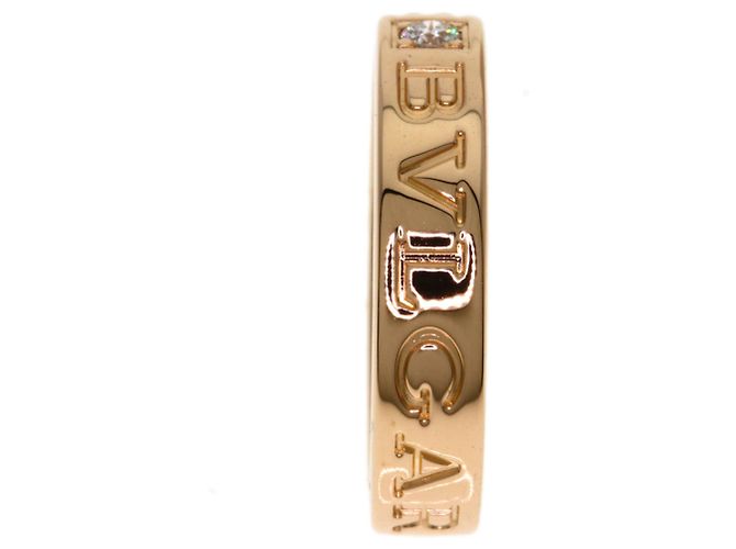 Bulgari Anello Bvlgari Double Logo in oro rosa 18K e diamanti - vista 3