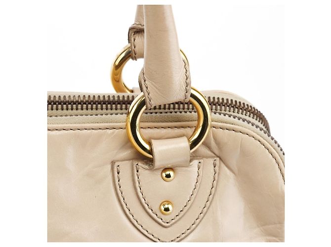 Marc Jacobs  mala de couro bege com bolso duplo e alça de mão - vista 9