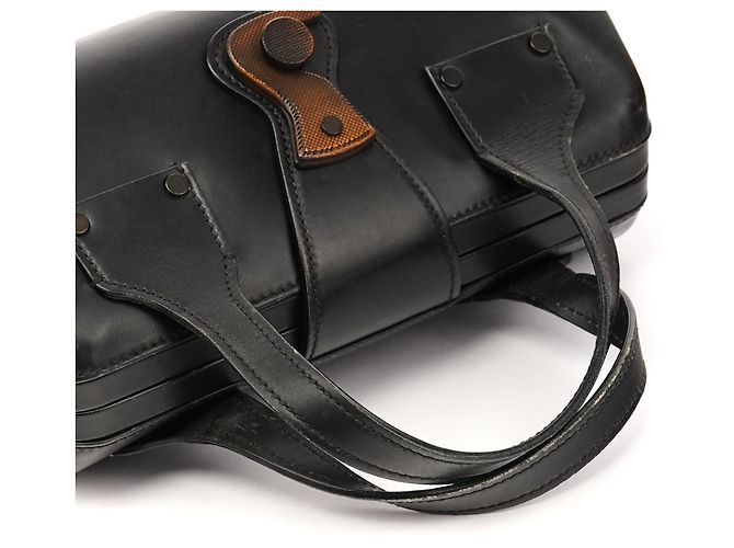 Gucci Borsa Bowling 2002 in pelle nera con chiusura in legno - vista 11