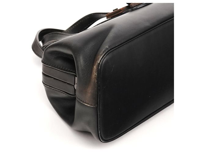 Gucci Borsa Bowling 2002 in pelle nera con chiusura in legno - vista 9