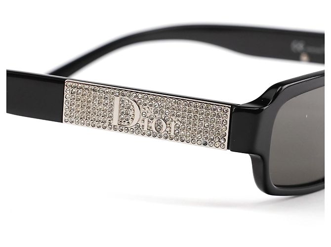 DiorSunStrass 2 Black Strass Rectangular Sunglasses - view 6