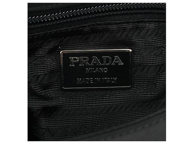 Prada Borsa con manico B7097 Black Tessuto Vitello Top Handle Bag - vista 12