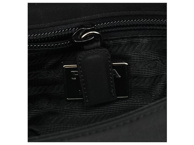 Prada Borsa con manico B7097 Black Tessuto Vitello Top Handle Bag - vista 13