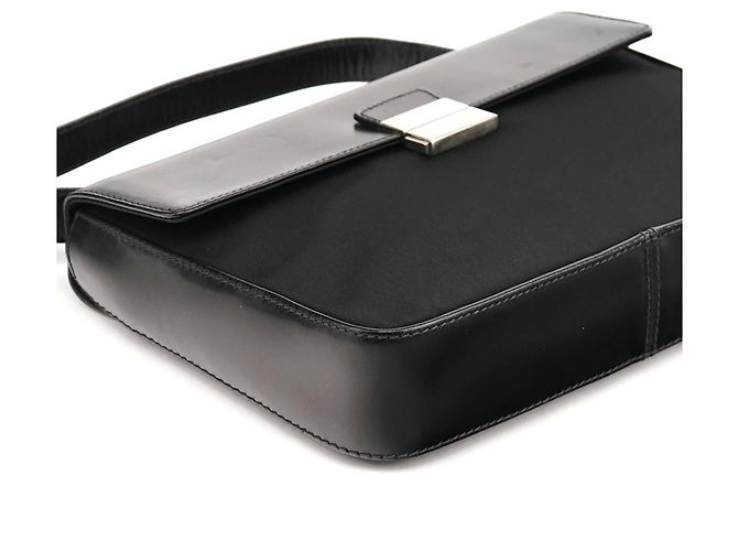 Prada Borsa con manico B7097 Black Tessuto Vitello Top Handle Bag - vista 8
