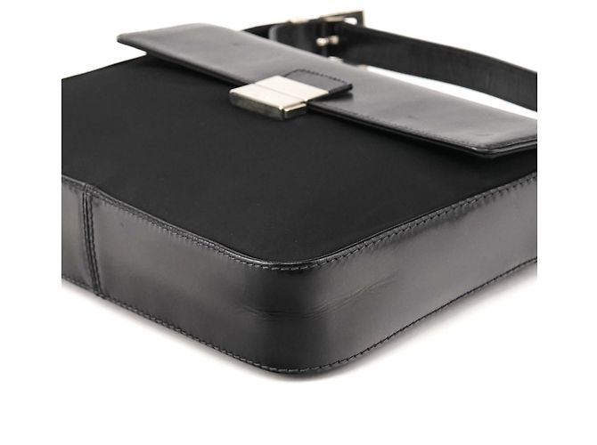 Prada Borsa con manico B7097 Black Tessuto Vitello Top Handle Bag - vista 9