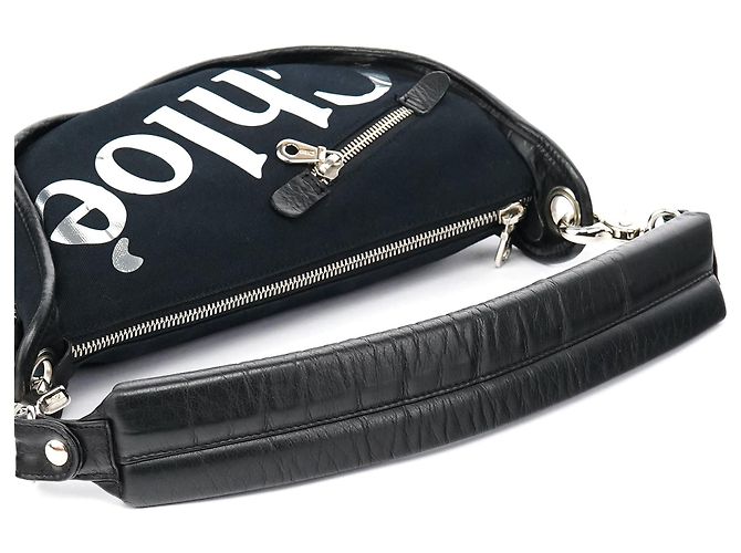 Chloé Borsa a tracolla in tela con logo nera - vista 11