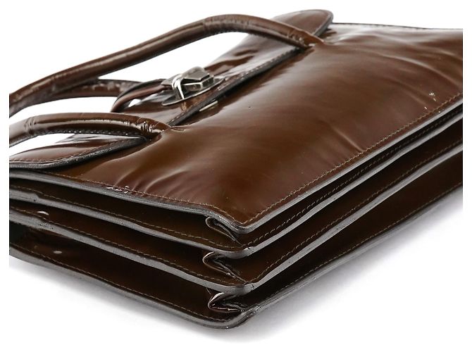 Miu Miu Borsa a mano in pelle verniciata marrone - vista 7