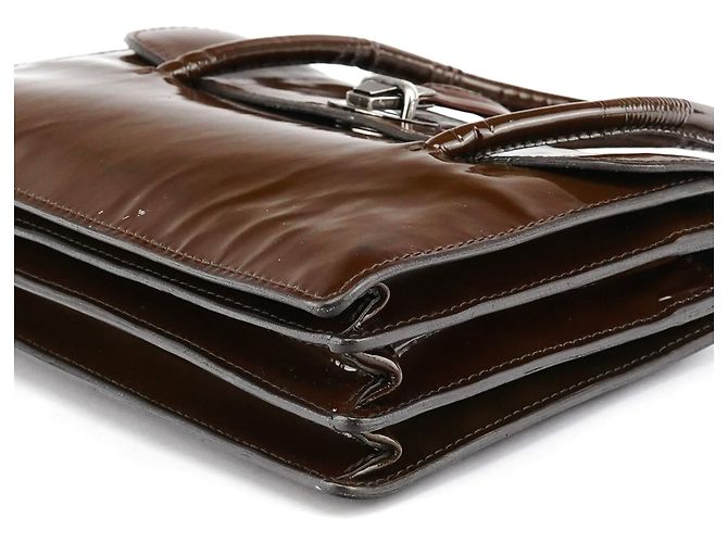 Miu Miu Borsa a mano in pelle verniciata marrone - vista 8
