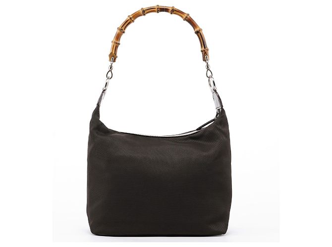 Bamboo Gucci Borsa a tracolla in tela marrone con bambù - vista 3