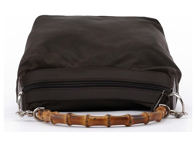 Bamboo Gucci Borsa a tracolla in tela marrone con bambù - vista 4
