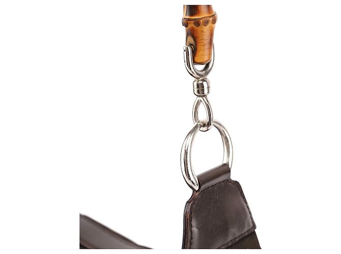 Bamboo Gucci Borsa a tracolla in tela marrone con bambù - vista 6