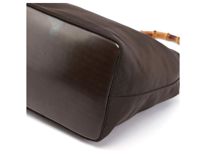 Bamboo Gucci Borsa a tracolla in tela marrone con bambù - vista 9