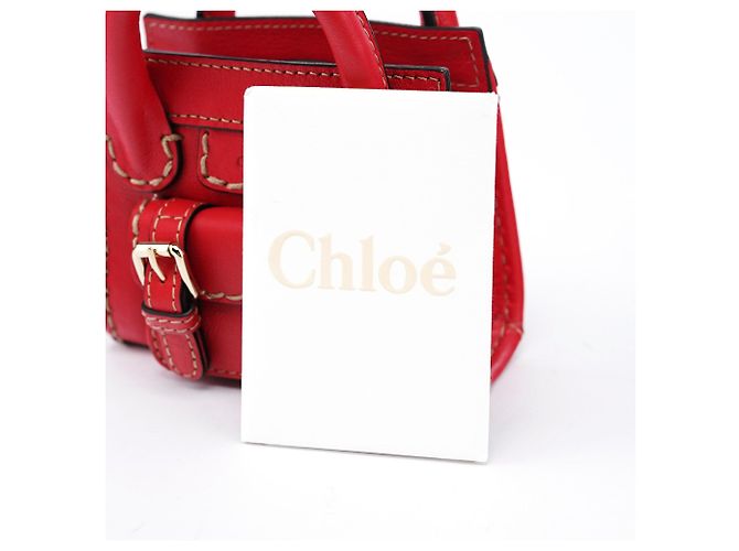 Chloé Bolsa Micro Edith em couro vermelho - vista 10