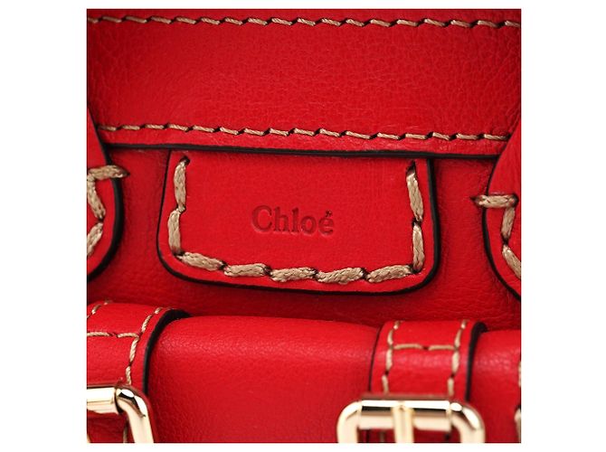 Chloé Bolsa Micro Edith em couro vermelho - vista 6