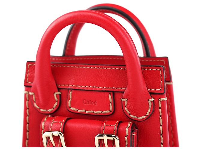 Chloé Bolsa Micro Edith em couro vermelho - vista 7