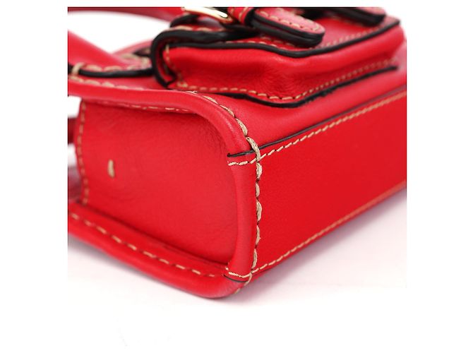 Chloé Bolsa Micro Edith em couro vermelho - vista 8