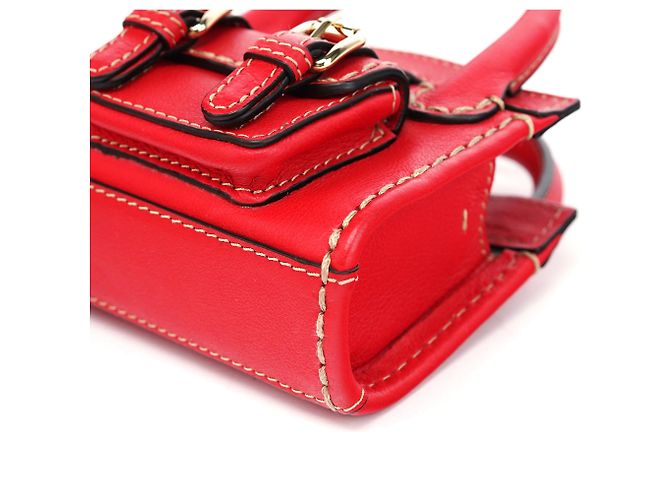 Chloé Bolsa Micro Edith em couro vermelho - vista 9