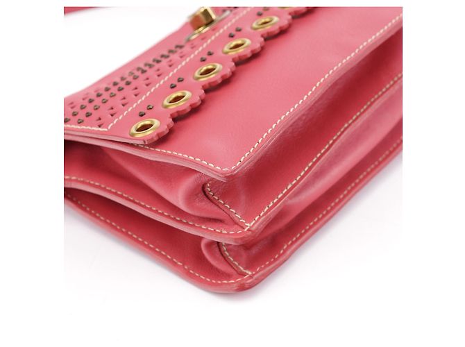 Miu Miu Borsa a spalla in vitello rosa con chiusura a rotazione - vista 9