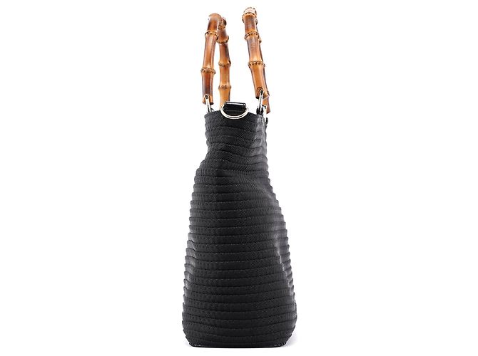Bamboo Gucci Borsa tote in bambù trapuntata nera - vista 3
