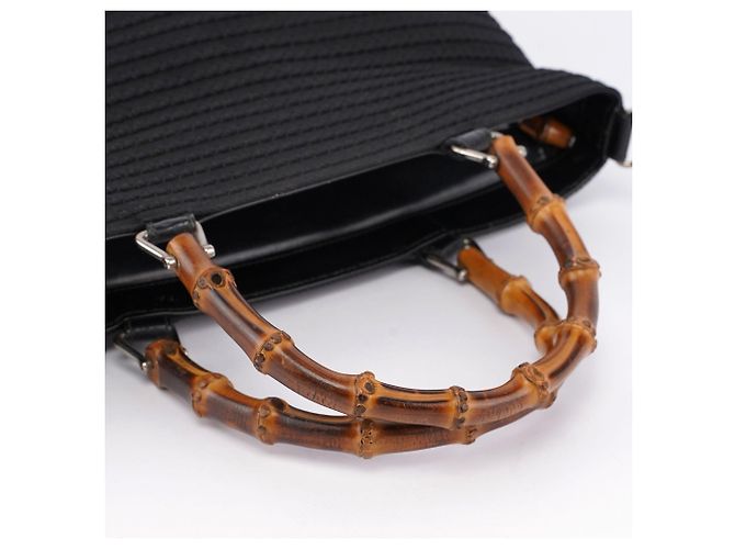Bamboo Gucci Borsa tote in bambù trapuntata nera - vista 9