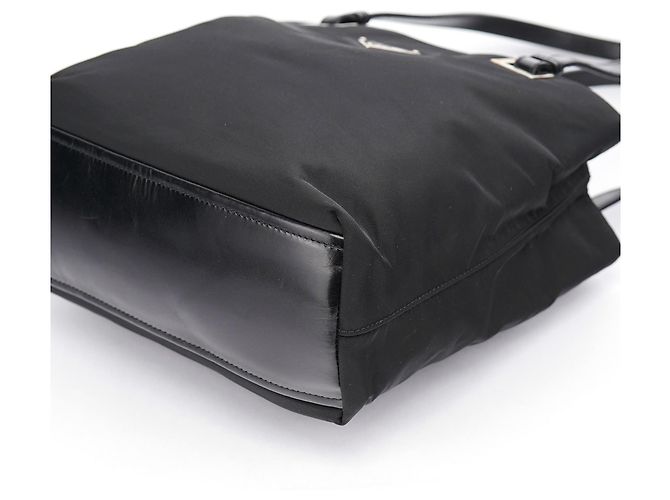 Prada Borsa Tote in Nylon Tessuto Nero - vista 8